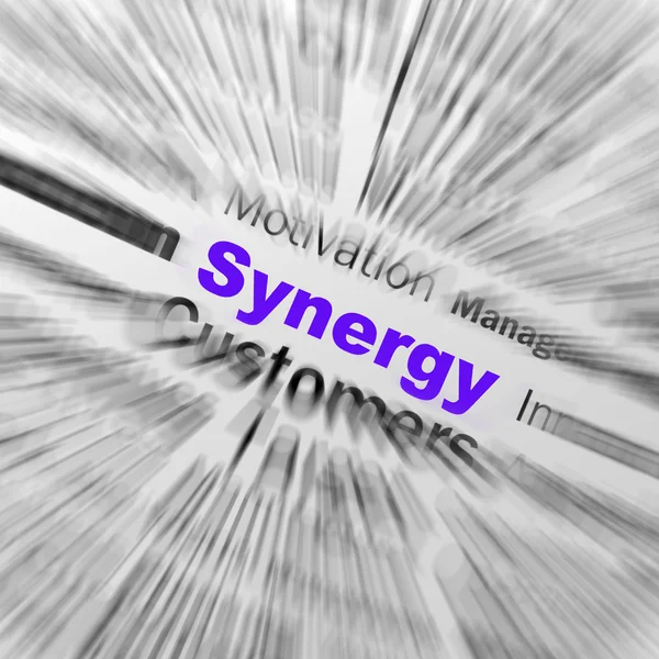 Sinergia Esfera Definição Exibe Trabalho e Cooperação em Equipe — Fotografia de Stock