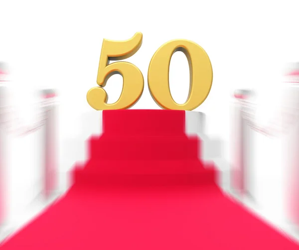 Golden Fifty On Red Carpet Displays Fiftieth Cinema Anniversary — Stock Photo, Image