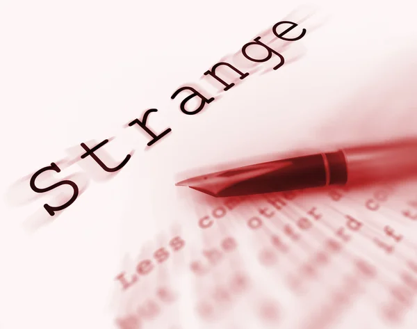 Strange Word Displays Unusual Odd Or Curious — Stock Photo, Image