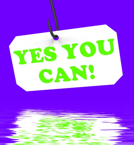 ¡Sí puedes! En gancho muestra inspiración y motivación —  Fotos de Stock