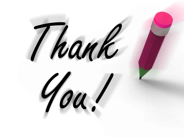 Thank You Sign with Pencil Displays Written Acknowledgement — Stock Photo, Image