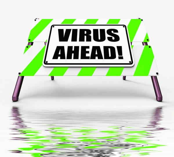 Vírus à frente exibe vírus e danos maliciosos futuros — Fotografia de Stock