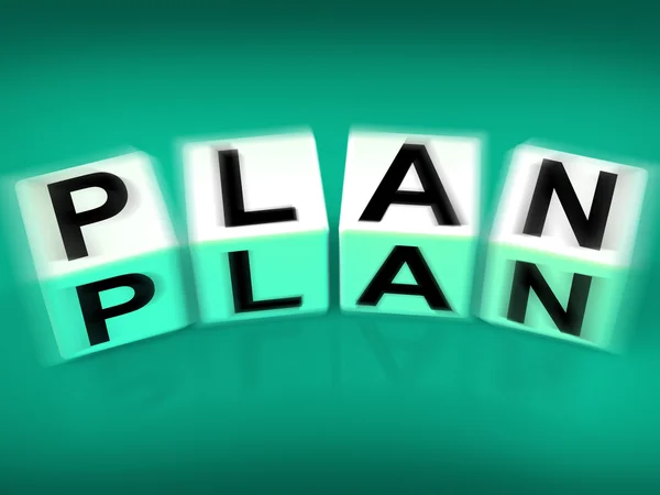 Plan Blocks Displays Targets Strategies and Plans — Stock Photo, Image