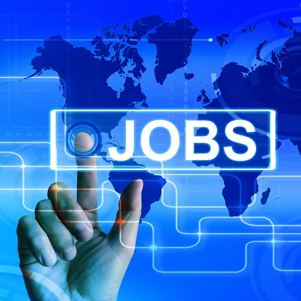 Jobs Map Displays Worldwide or Internet Career Search — Stock Photo, Image