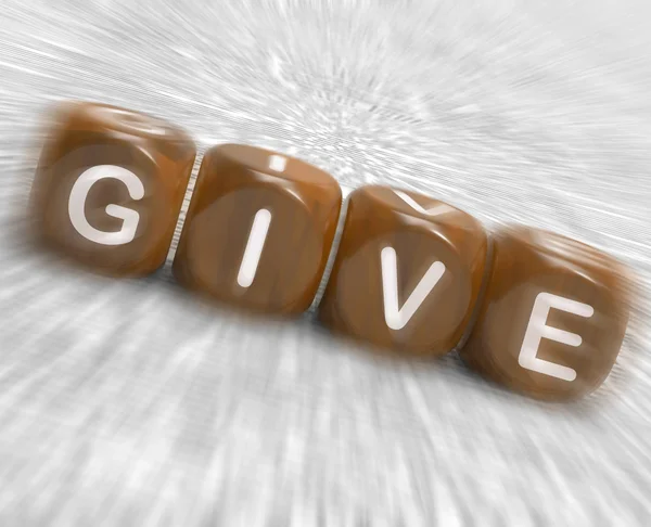 Donner des affichages de dés être généreux et contribuer — Photo