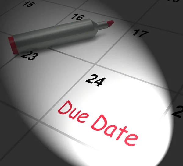 Due Date Calendar Displays Deadline For Submission — Stock Photo, Image