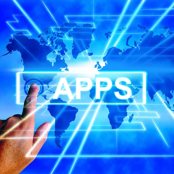 Apps Map Displays Internet and Worldwide Applications — Stock Photo, Image