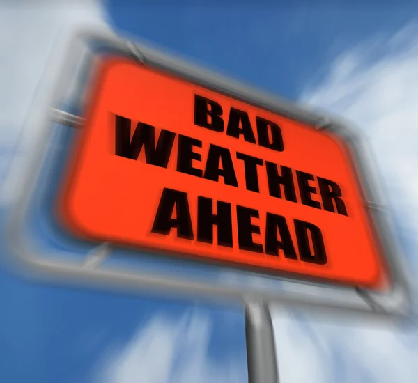 Bad Weather Ahead Sign Displays Dangerous Prediction — Stock Photo, Image