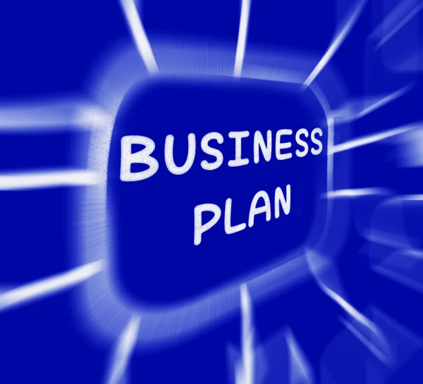 Biznes plan diagram Wyświetla firmy organizacji i strategii — Zdjęcie stockowe