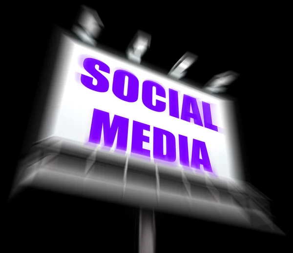 Social Media Sign Exibe Comunicação Internet e Networking — Fotografia de Stock