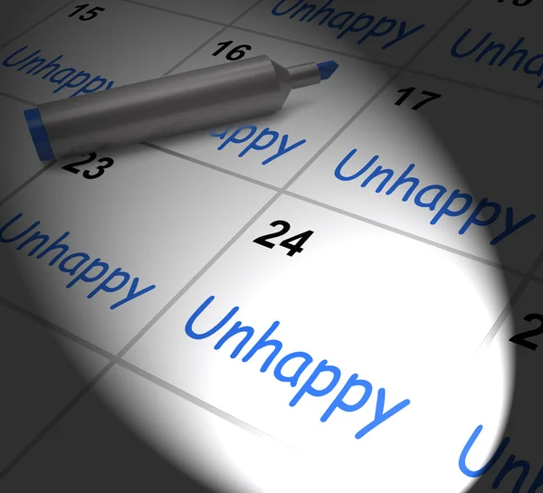 Calendario infeliz muestra problemas estrés o tristeza —  Fotos de Stock