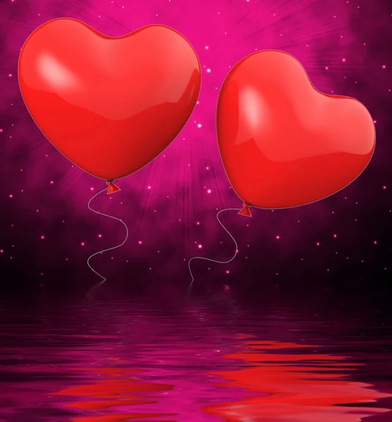 Heart Balloons Displays Mutual Attraction And Affection — Stock Photo, Image