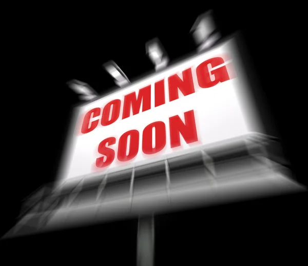 Coming Soon Media Sign Displays New or Future Arrival — Stock Photo, Image