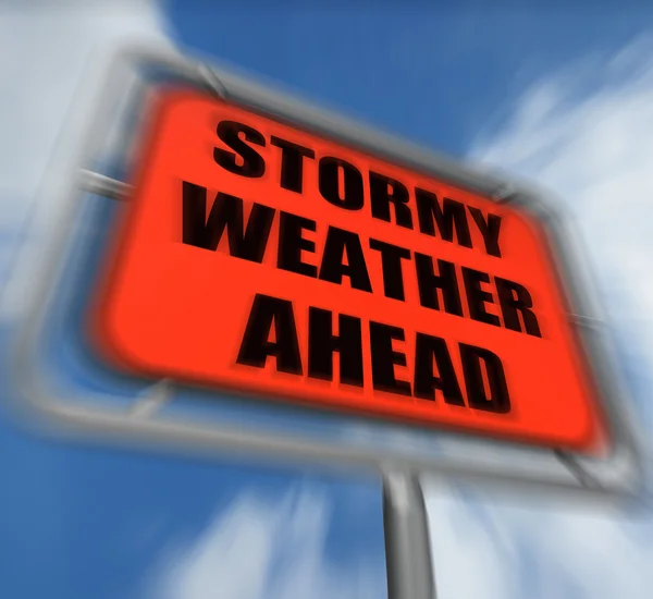 Stormy Weather Ahead Sign Displays Storm Warning or Danger — Stock Photo, Image