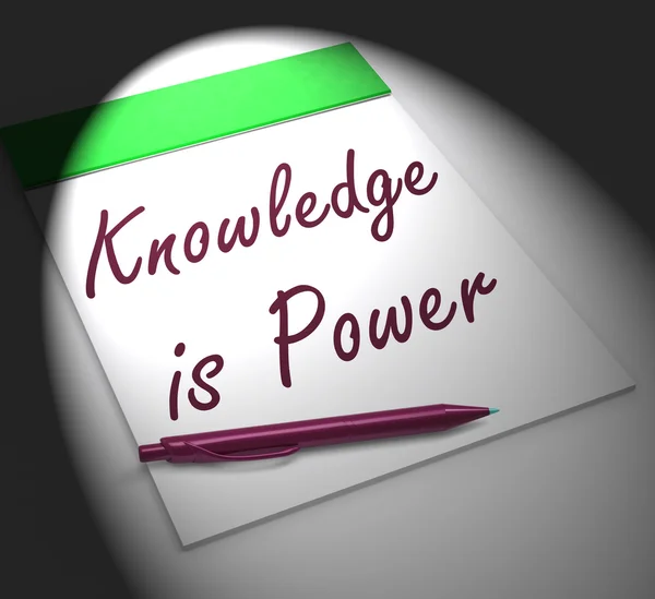 Knowledge Is Power Notebook Displays Successful Intellect And Me — Stock Photo, Image