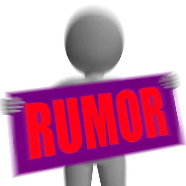 Rumor Sign Character Displays Secretly Whispering — Stock Photo, Image