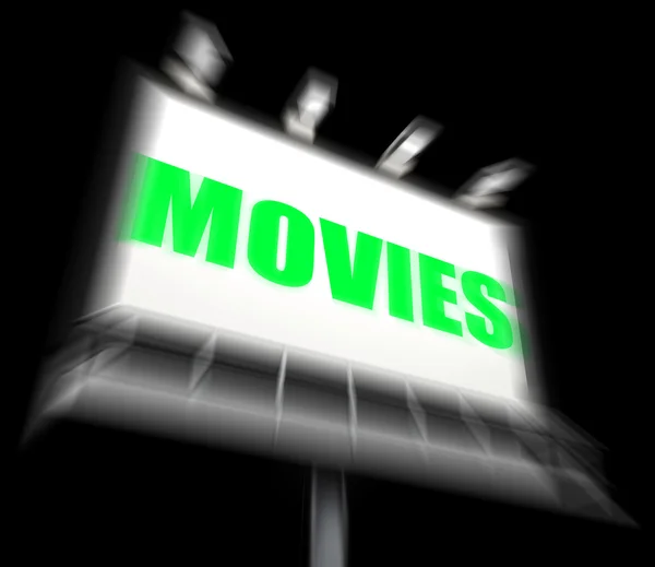 Sinal de filmes exibe entretenimento de Hollywood e mostra imagens — Fotografia de Stock