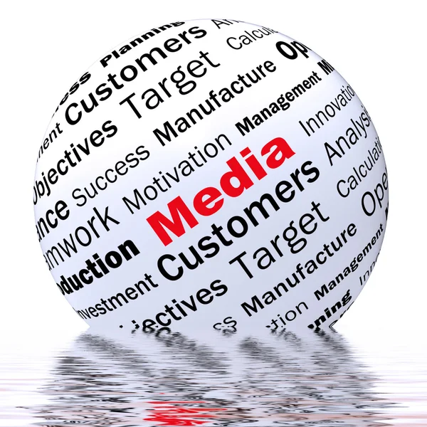 Media Sphere Definition Displays Diffusion Channels Or Online Me — Stock Photo, Image