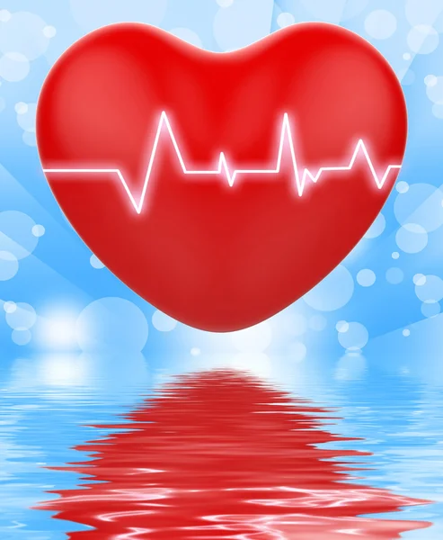 Electro On Heart Displays Passionate Relationship Or Heartbeats — Stock Photo, Image