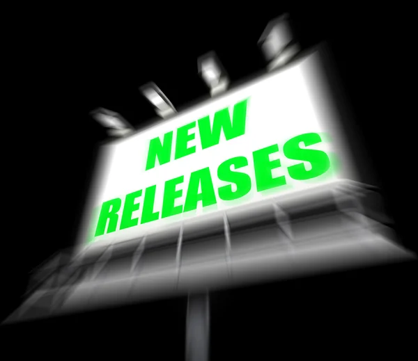 New Releases Sign Displays Now Available or Current Product — Stock Photo, Image