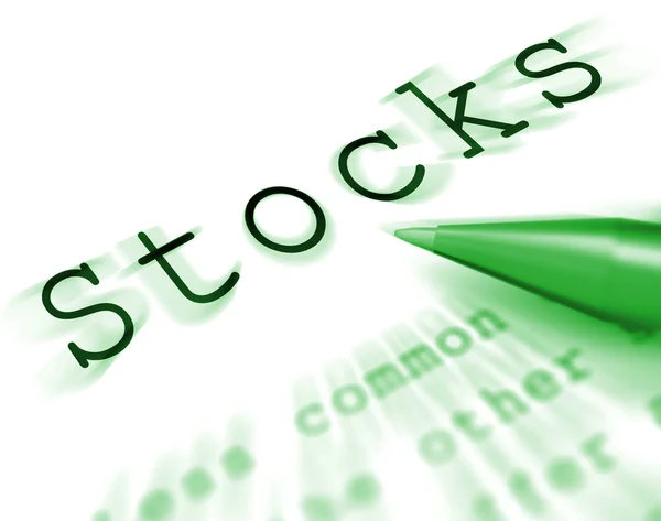Aktien Wort zeigt Aktienmarkt und Investition — Stockfoto