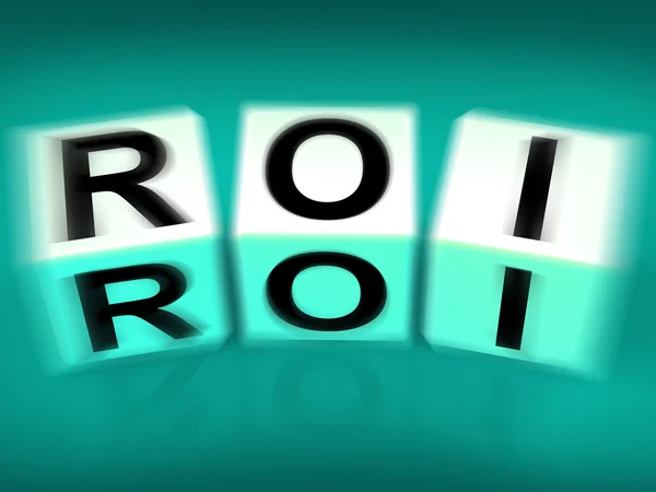 ROI Blocks Displays Financial Return on Investment — Stock Photo, Image