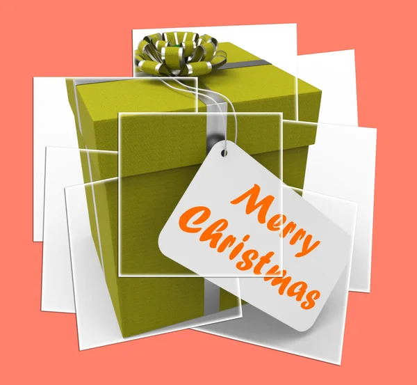 Merry Christmas Gift Displays Xmas And Seasons Greetings — Stock Photo, Image