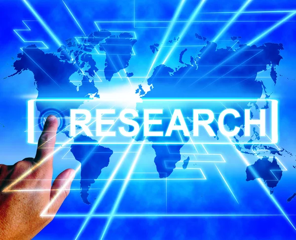 Research Map Displays Internet Researcher or Researched Analyzin — Stock Photo, Image