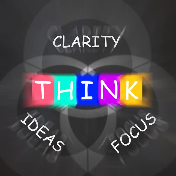 Ord visar tydlighet av idéer tänkande och fokus — Stockfoto
