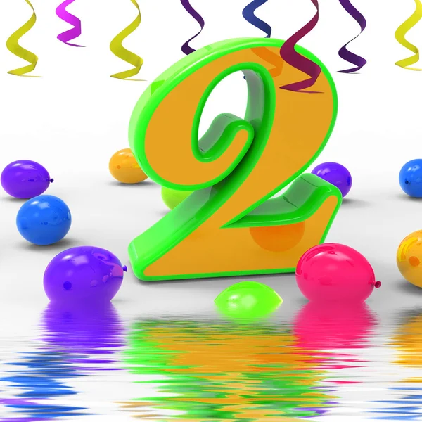 Number Two Party Displays Birthday Celebration Or Party — Stock Photo, Image