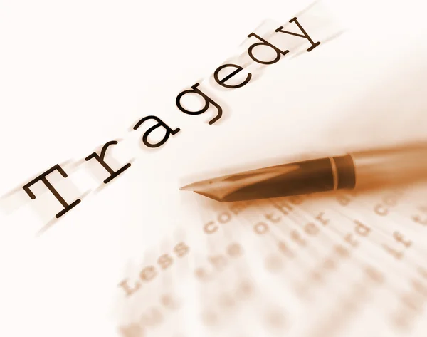 Tragédia Palavra Exibe Catástrofe Desgraça ou Devastação — Fotografia de Stock