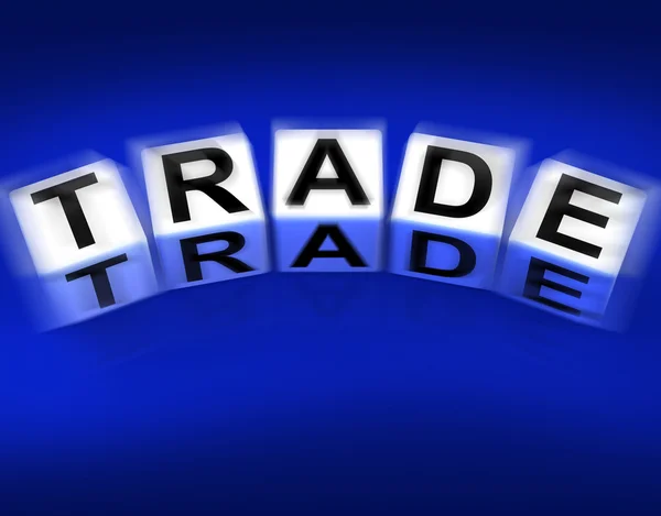 Trade Blocks Displays Trading Forex Commerce and Industry — Stock Photo, Image