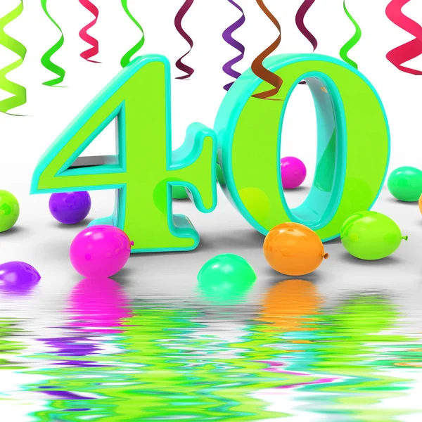 Number Forty Party Displays Colourful Party Decorations Or Brigh — Stock Photo, Image