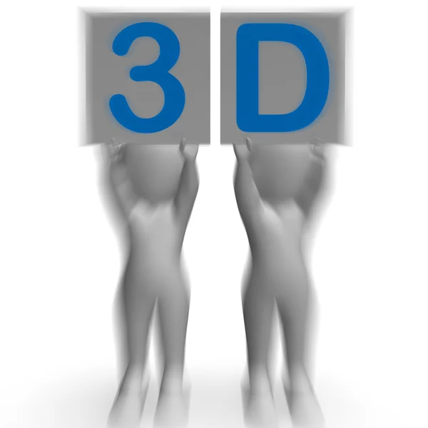 Placas 3D muestran impresión tridimensional o cine — Foto de Stock