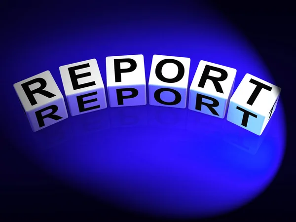 Report Dice Represent Reported Information or Articles — Stock Photo, Image