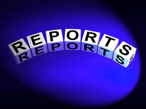 Reports Dice Represent Reported Information or Articles — Stock Photo, Image