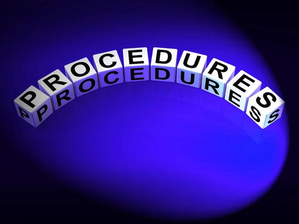 Procedures Dice Represent Strategic Process and Steps — Stock Photo, Image