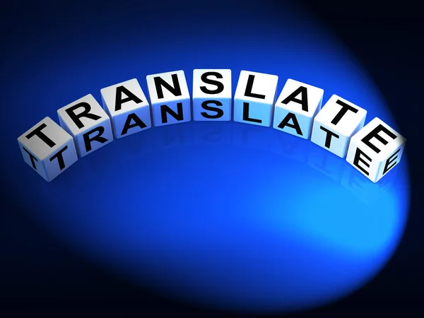 Μεταφράζει ζάρια εμφάνιση πολλαπλών γλωσσών ή διεθνή Μεταφραστής — Φωτογραφία Αρχείου