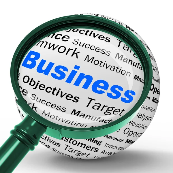 Business Magnifier Definition Means Corporative Transactions And — Stock Photo, Image