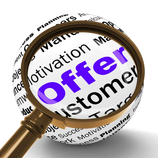 Offer Magnifier Definition Shows Special Prices Or Promotions — Stock Photo, Image