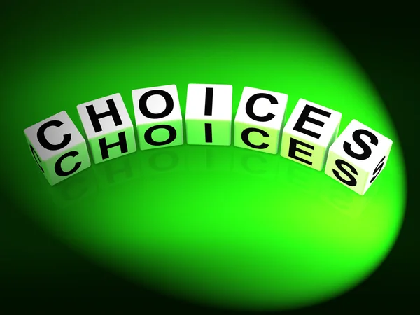 Choices Dice Show Uncertainty Alternatives and Opportunities — Stock Photo, Image