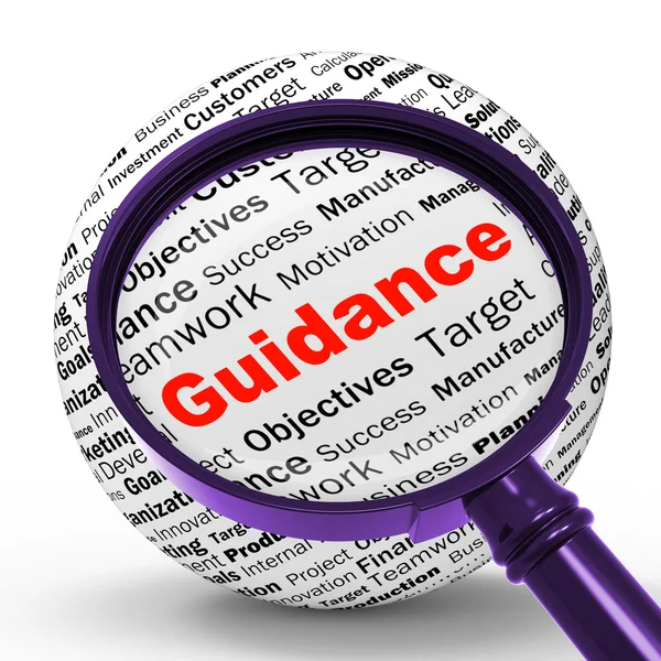 Guidance Magnifier Definition Means Counselling And Help — Stock Photo, Image