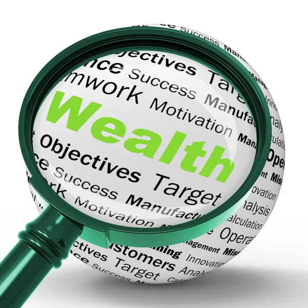 Wealth Magnifier Definition Shows Fortune Or Accounting Treasure — Stock Photo, Image