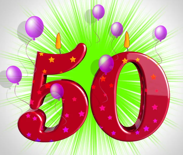 Number Fifty Party Show Fiftieth Birthday Candles Or Celebration — Stock Photo, Image