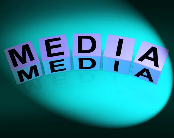 Media Dice Refer to Radio TV Newspapers and Multimedia — Stock Photo, Image