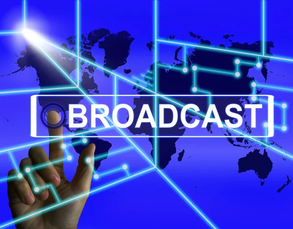 Broadcast Screen Shows International Broadcasting and Transmissi — Stock Photo, Image