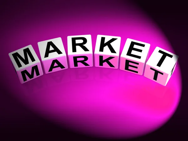 Market Dice Indicate Retail Promotions or Forex Trading — Stock Photo, Image