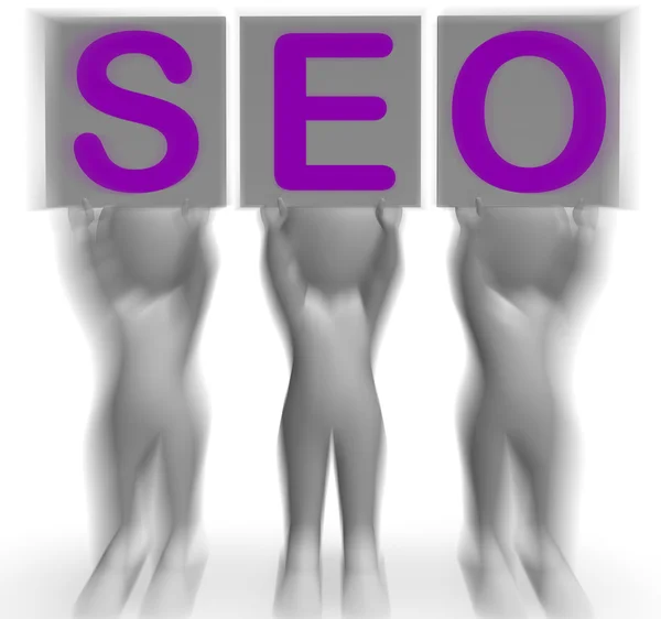 Seo 标语牌意味着优化的 web 搜索与发展 — 图库照片