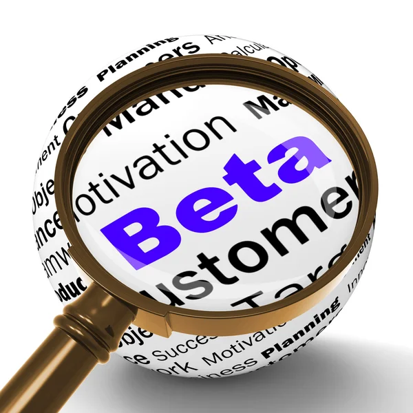 Beta Magnifier Definition Shows Trial Version Or Testing — Stock Photo, Image