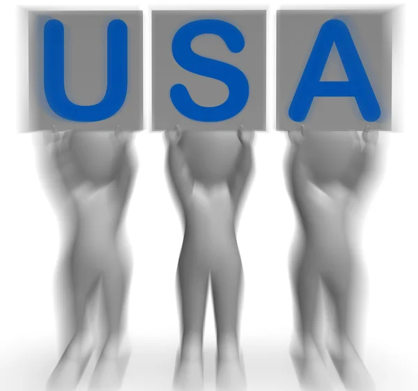 EUA Placards Show Patriotismo Americano e Nacionalidade — Fotografia de Stock